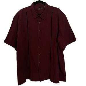Cafe Luna Red Short Sleeve Button Down Shirt NWT 2XL
